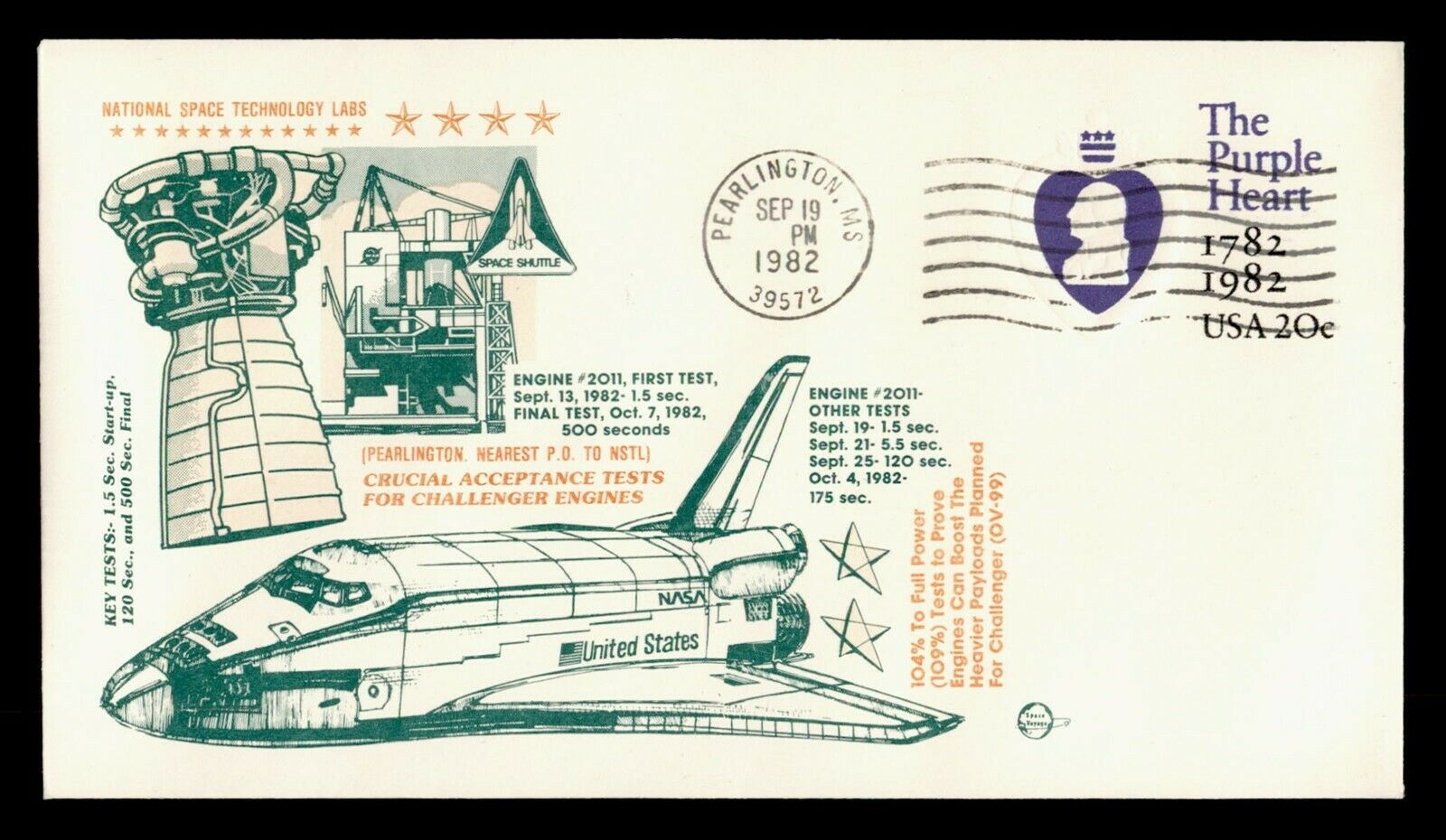 Dr Who 1982 Space Shuttle Tests Pearlington Ms Stationery  C245562