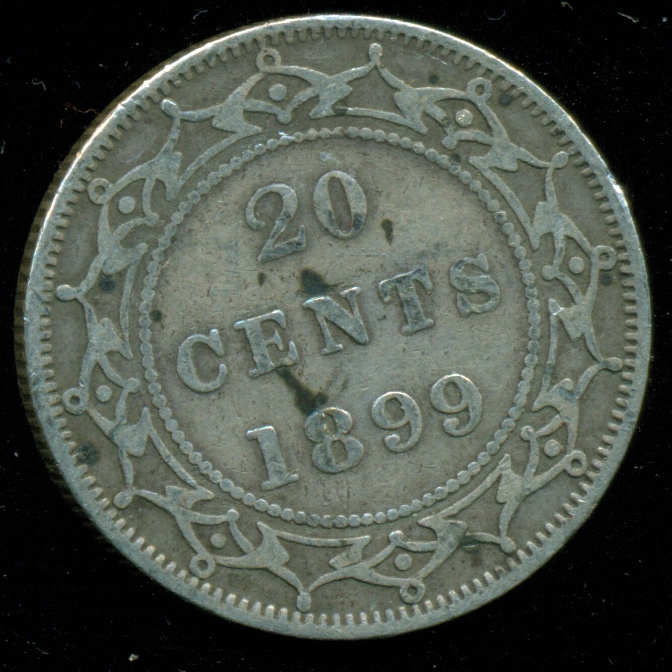1899 "hook 9's" Newfoundland Queen Victoria, Silver Twenty Cent
