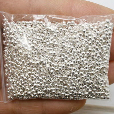 1000pcs Silver-tone Crimps Round Findings Beads About 0.98inch ,hole-0.78" H0279