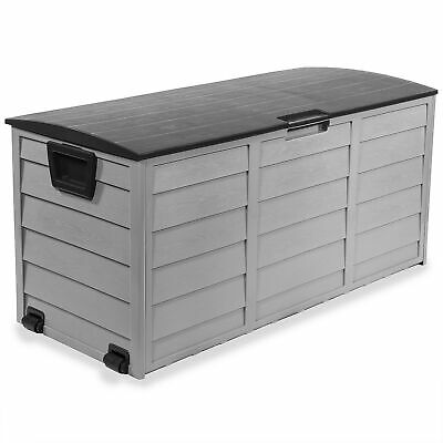 All Weather Uv Pool Deck Box Storage Shed Bin Backyard Patio Outdoor W/ Wheel