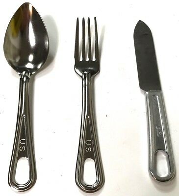 Wwii Us Mess Kit Utensil Set W/ Knife, Fork & Spoon