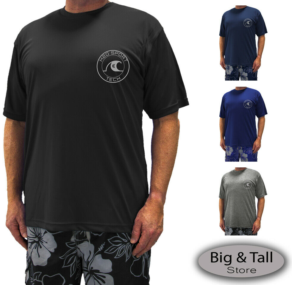 Big & Tall H2o Sport Tech Short Sleeve Swim Shirt - Loose Fit 2xl - 5xlt Upf 50+