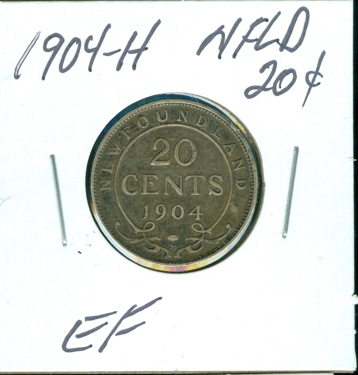 1904 H Newfoundland 20 Cents Extra Fine Ef Rare